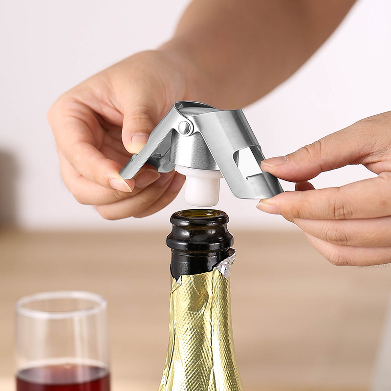 Wine Beer Champagne - Taşınabilir Çelik Şampanya Şişesi Tıpası Parlak