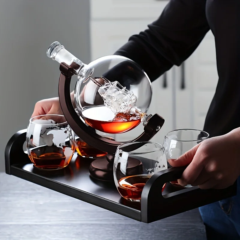 Whiskey Stone Set - Globe Şeklinde Viski Sürahisi Borosilikat Cam