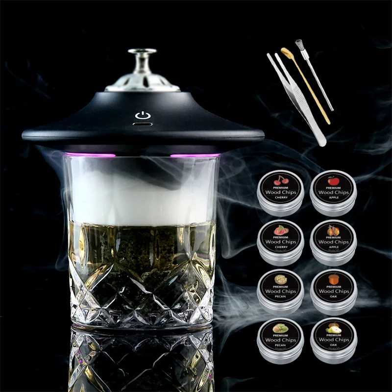 Whiskey Stone Set - Şarj Edilebilir Elektrikli Kokteyl Fümigatörü Seti