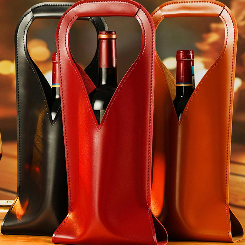 Wine Beer Champagne - Yeniden Kullanılabilir Çift Katmanlı Deri Şarap