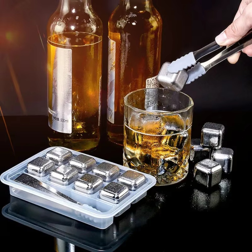 Whiskey Stone Set - 4/6/8 adet paslanmaz çelik buz küpleri